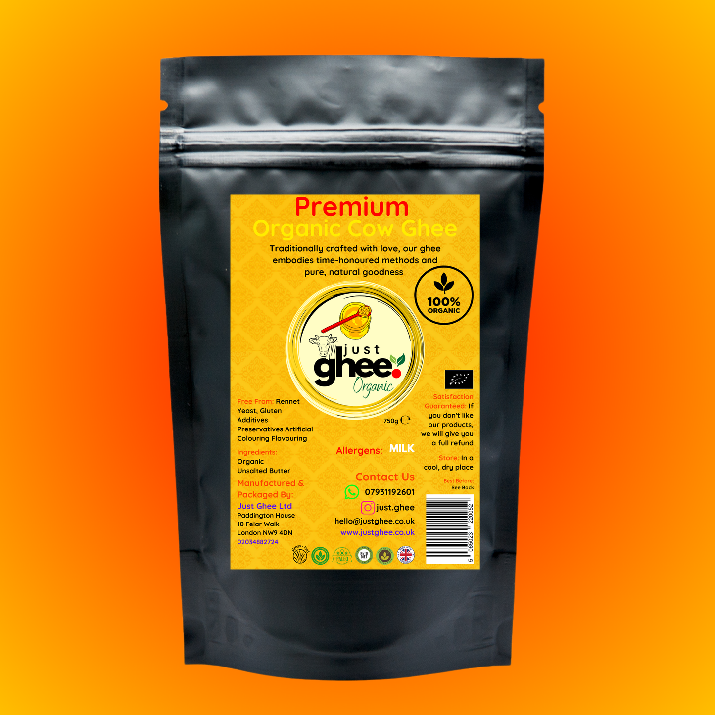 ORGANIC ORIGINAL FLAVOUR PREMIUM & AUTHENTIC COW GHEE