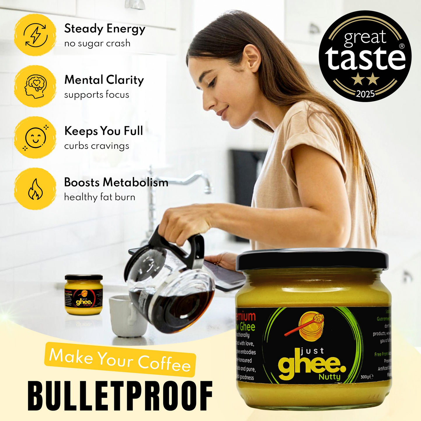 Just Ghee Nutty/Bengali Flavour Premium & Authentic Cow Ghee: A Rich and Inviting Taste of Tradition