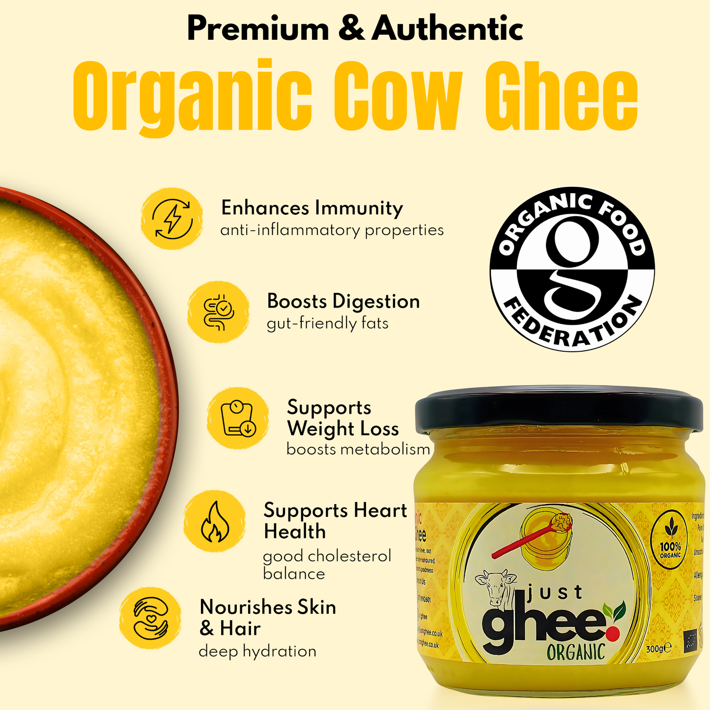 Organic Original Flavour Premium & Authentic Cow Ghee: Pure Goodness from Nature
