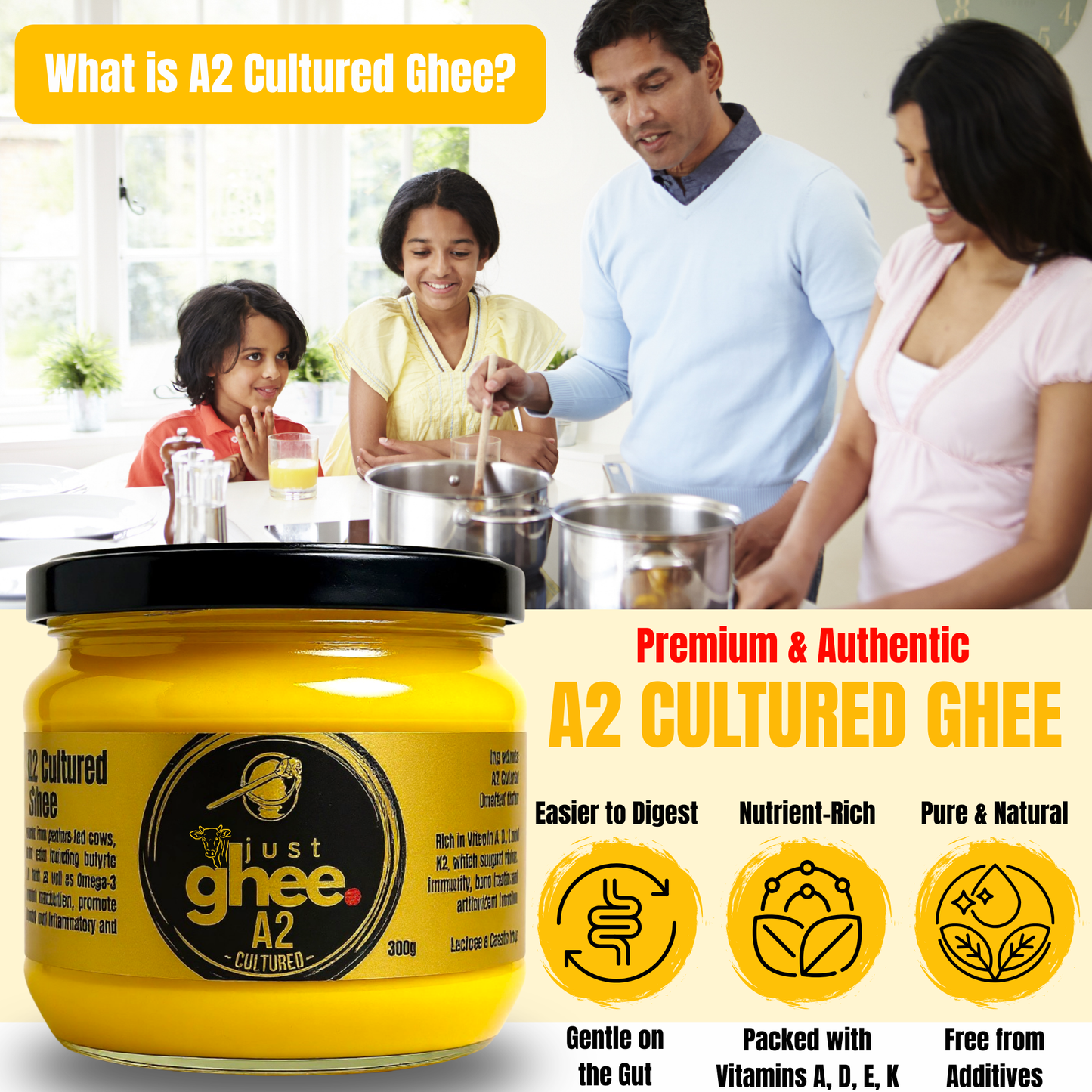 A2 Cultured Original Flavour Premium & Authentic Jersey Cow Ghee: A Pure Tradition for Your Health and Taste