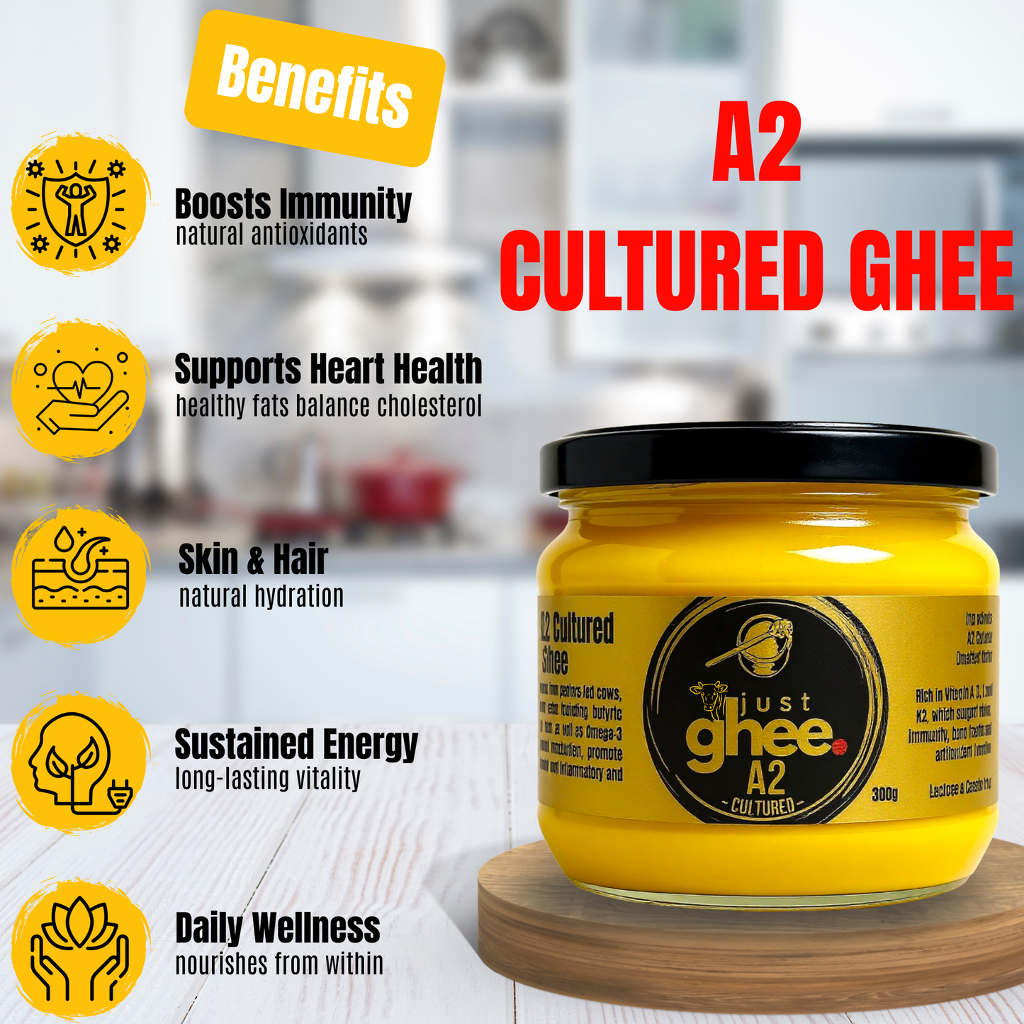 A2 Cultured Original Flavour Premium & Authentic Jersey Cow Ghee: A Pure Tradition for Your Health and Taste