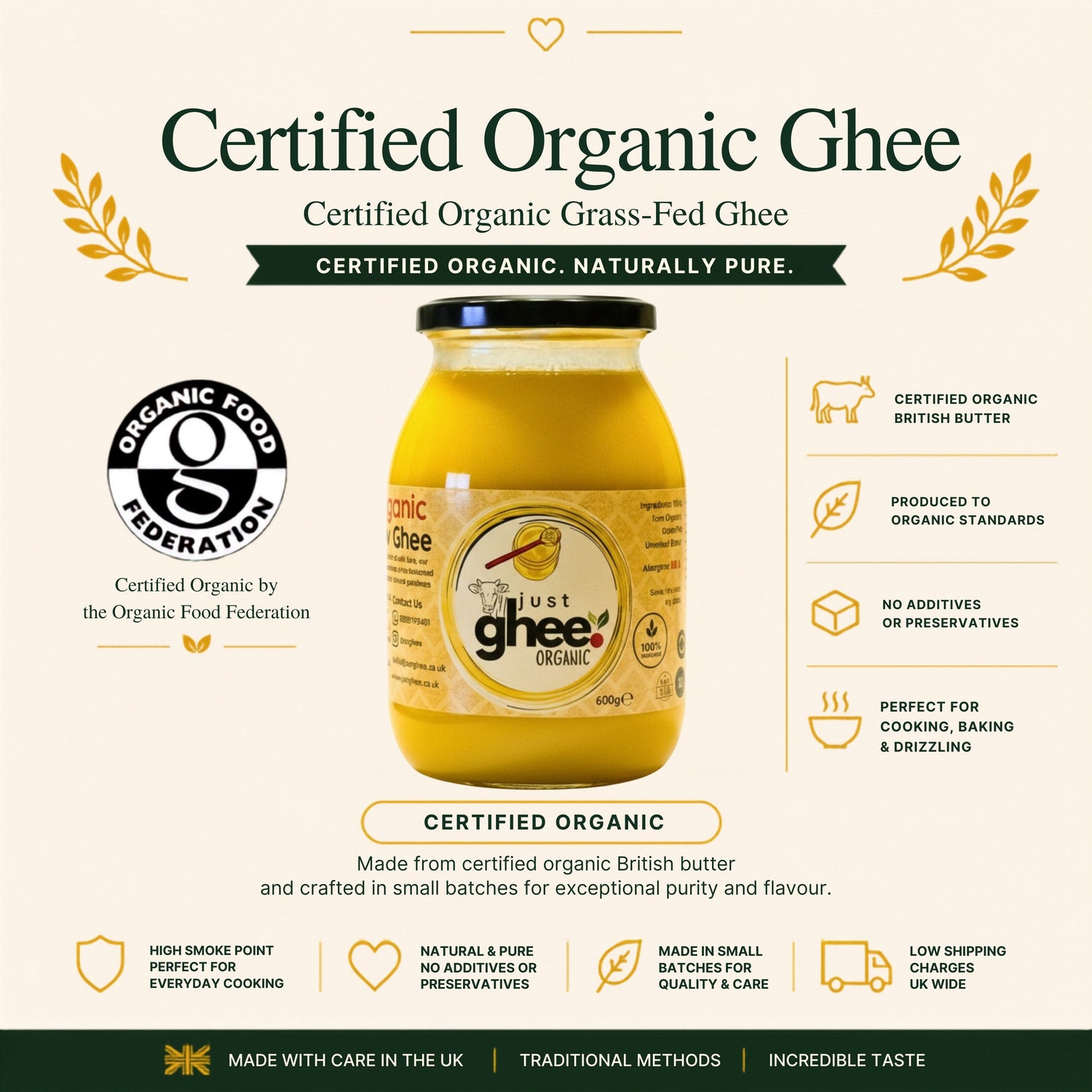 Organic Ghee UK | Certified Organic Grass Fed Ghee - Just Ghee
