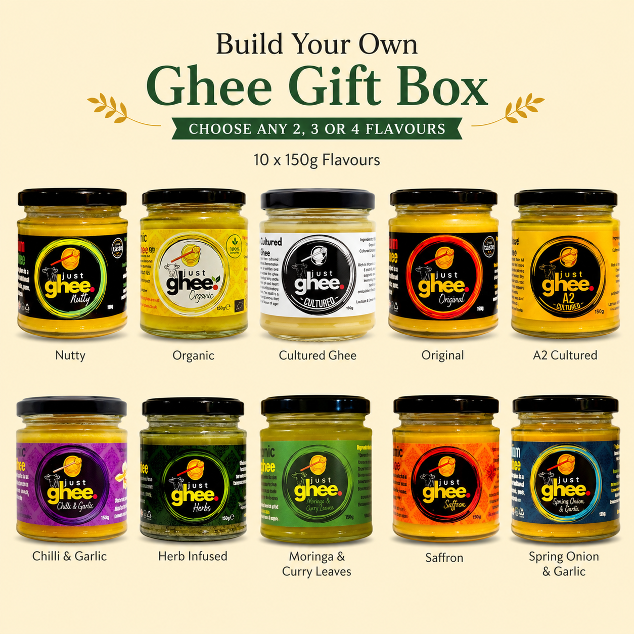 Build Your Own Ghee Gift Box – FREE Gift Box Included with Any 2, 3 or 4 Flavours