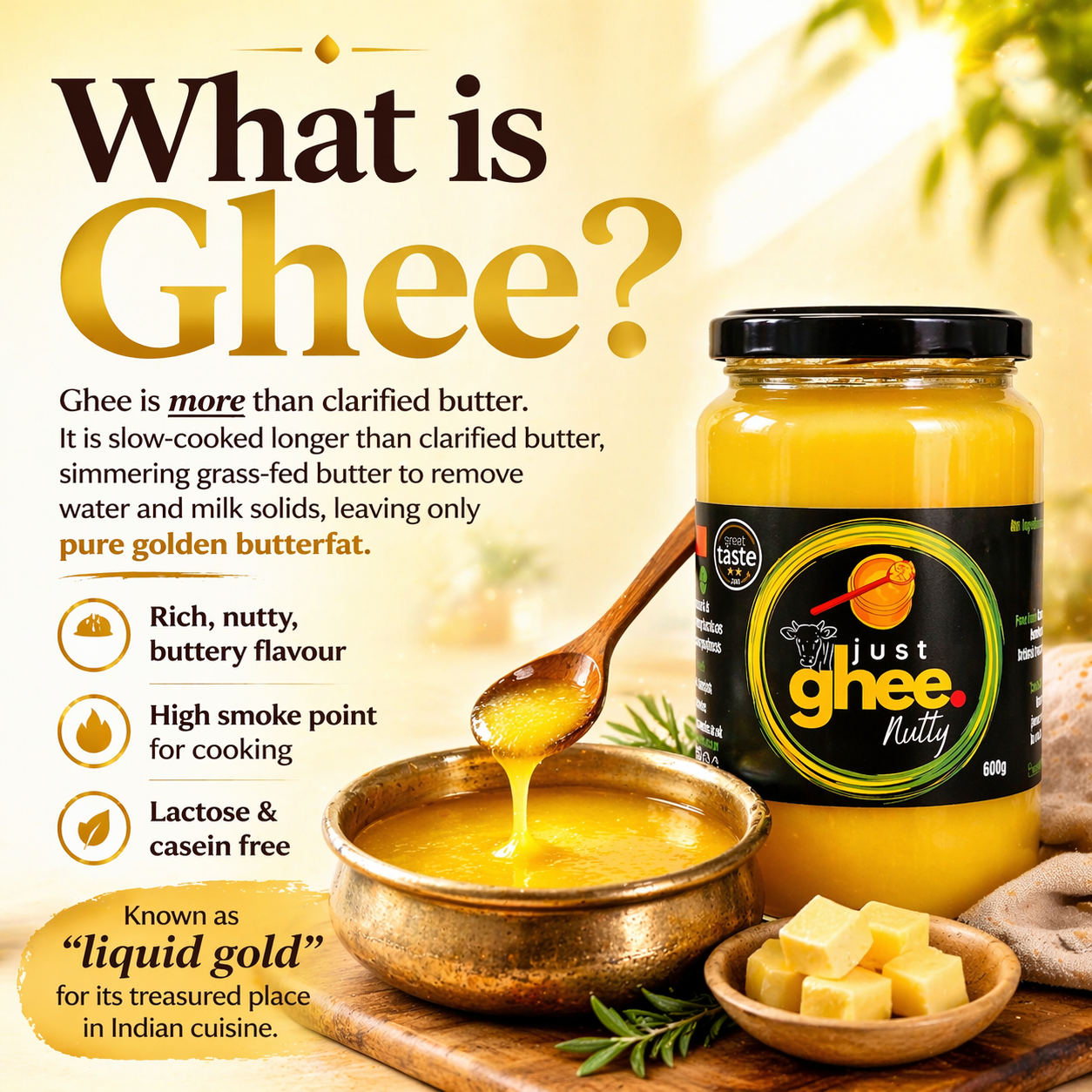 Award Winning Nutty Bengali Ghee UK  Nut Free Clarified Butter | Rich Roasted Aroma | Traditional Slow Cooked