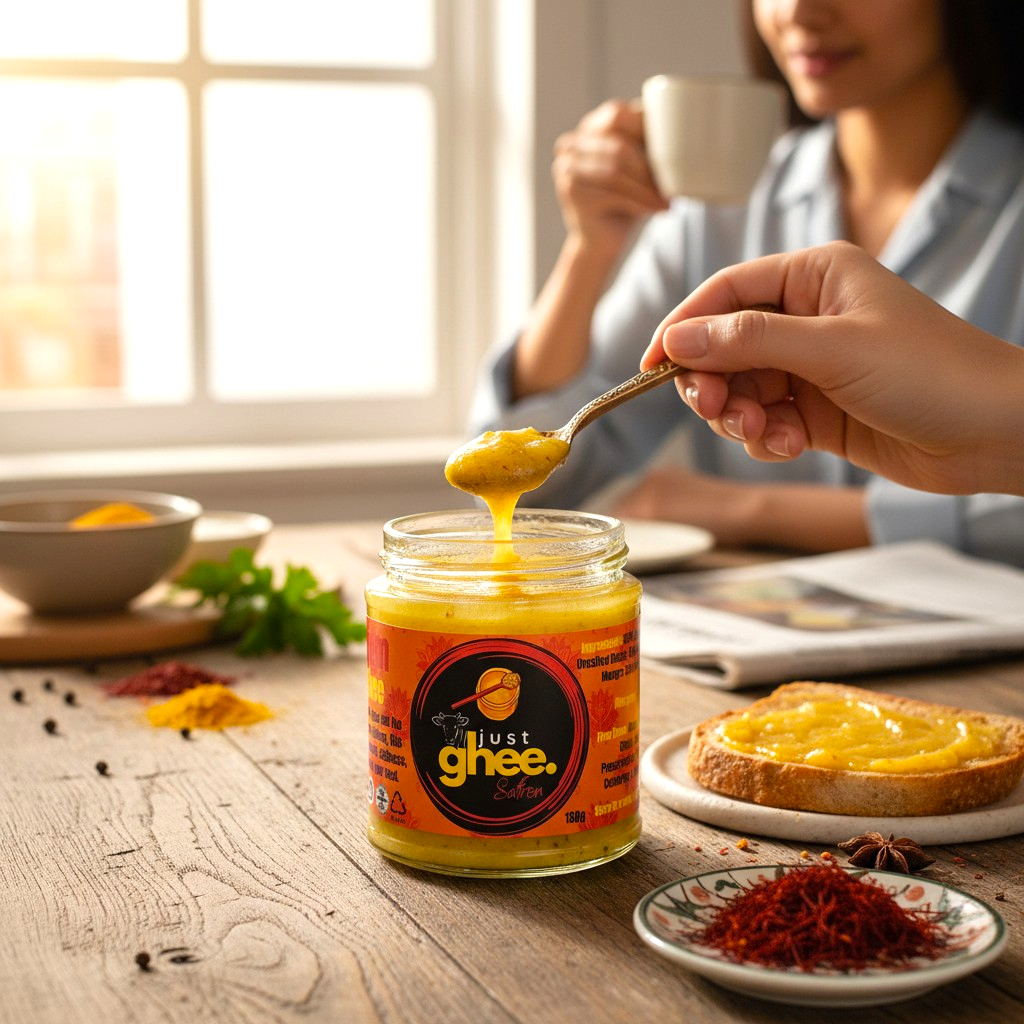 Kashmiri Saffron Ghee UK  Premium Infused Clarified Butter | Kashmiri Mongra Saffron | Luxury Flavour & Aroma