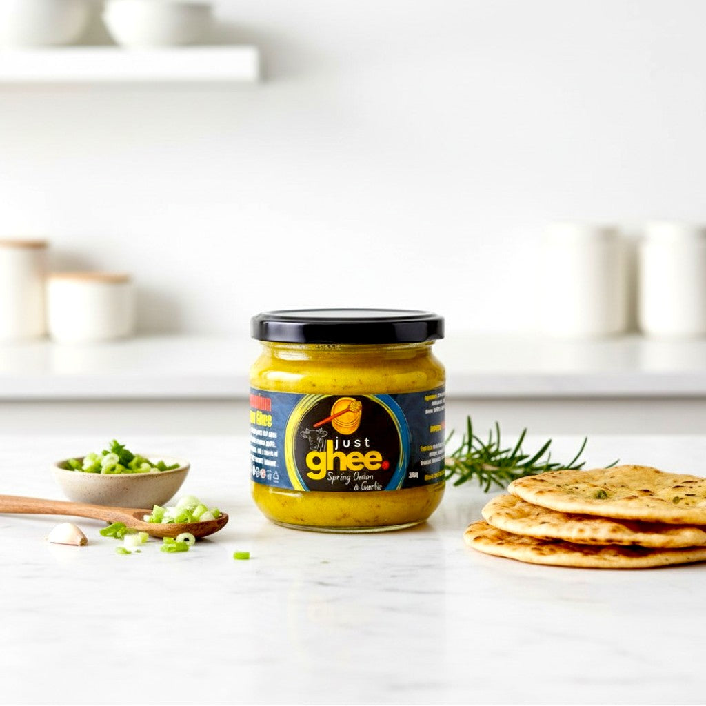 Spring Onion & Garlic Ghee | Grass-Fed Cow Ghee with Roasted Garlic & Spring Onions | Handmade in the UK
