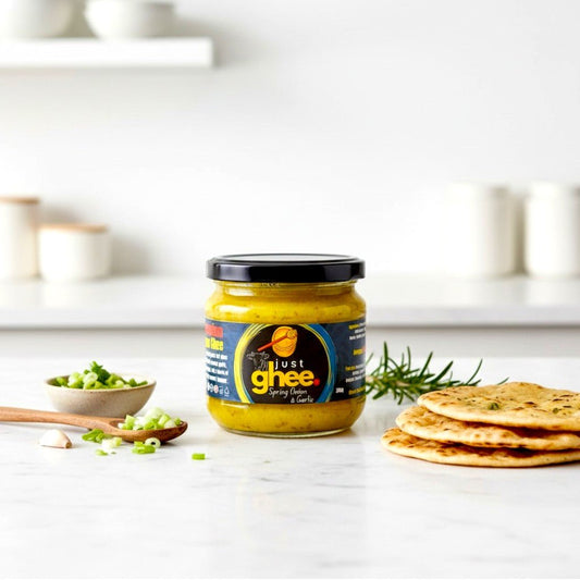 Spring Onion & Garlic Ghee | Grass-Fed Cow Ghee with Roasted Garlic & Spring Onions | Handmade in the UK - Just Ghee UK