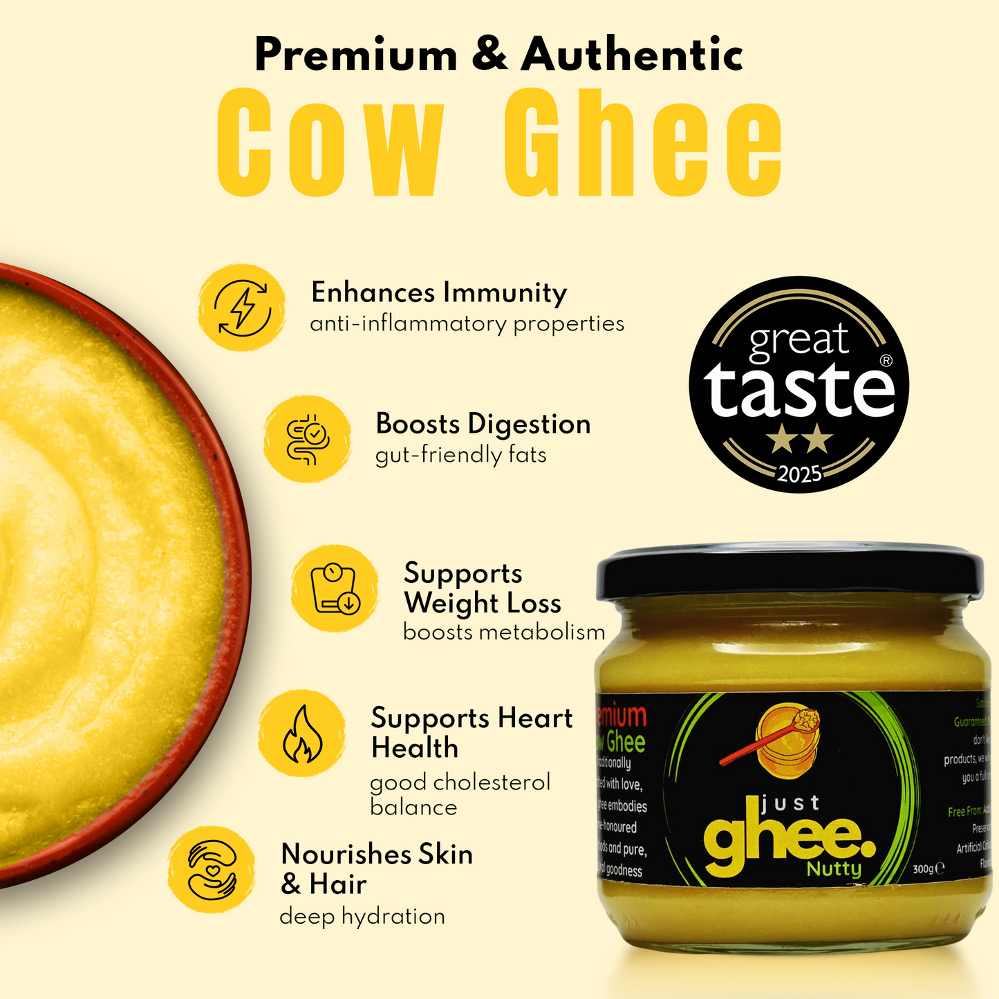 Just Ghee Nutty/Bengali Flavour Premium & Authentic Cow Ghee: A Rich and Inviting Taste of Tradition