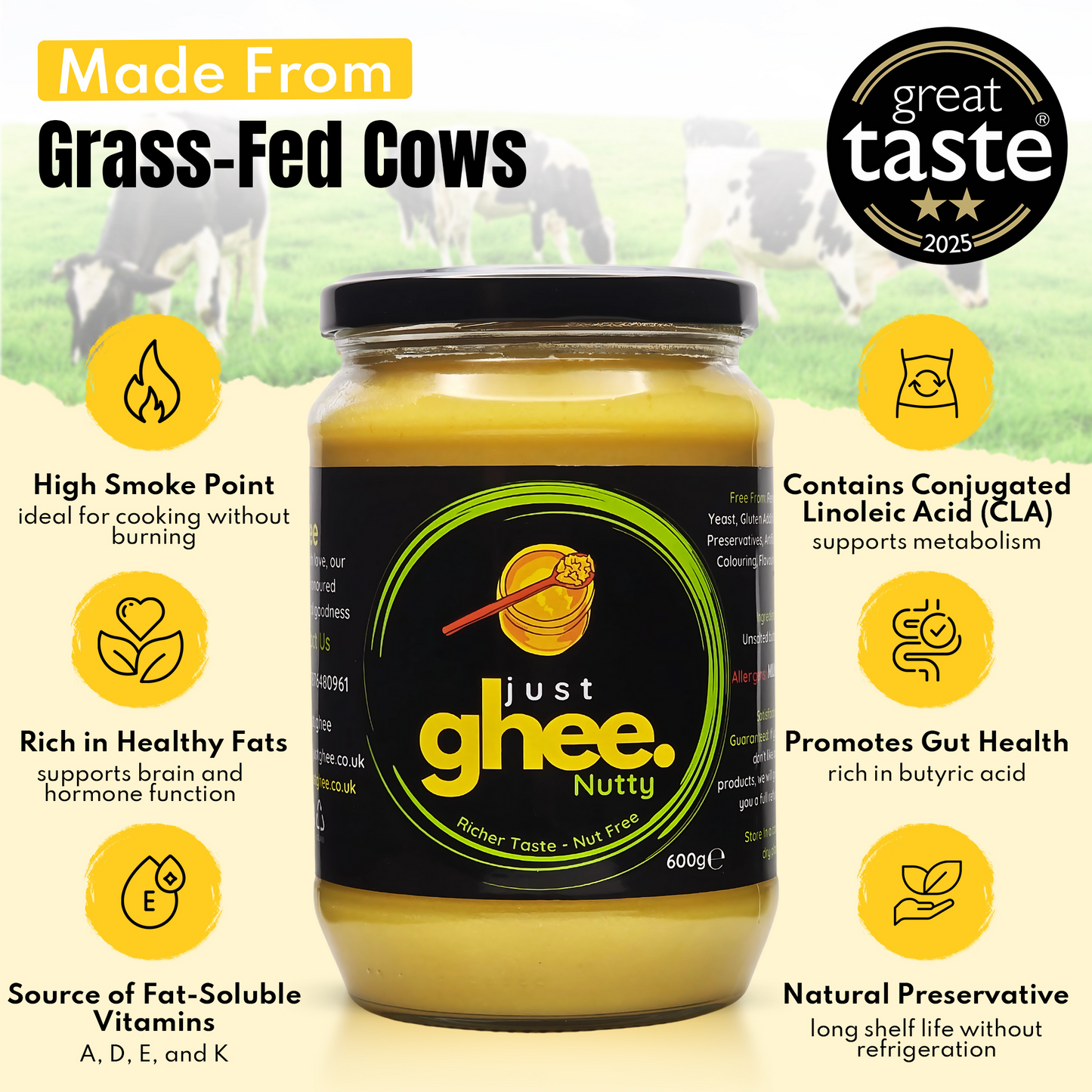 Just Ghee Nutty/Bengali Flavour Premium & Authentic Cow Ghee: A Rich and Inviting Taste of Tradition