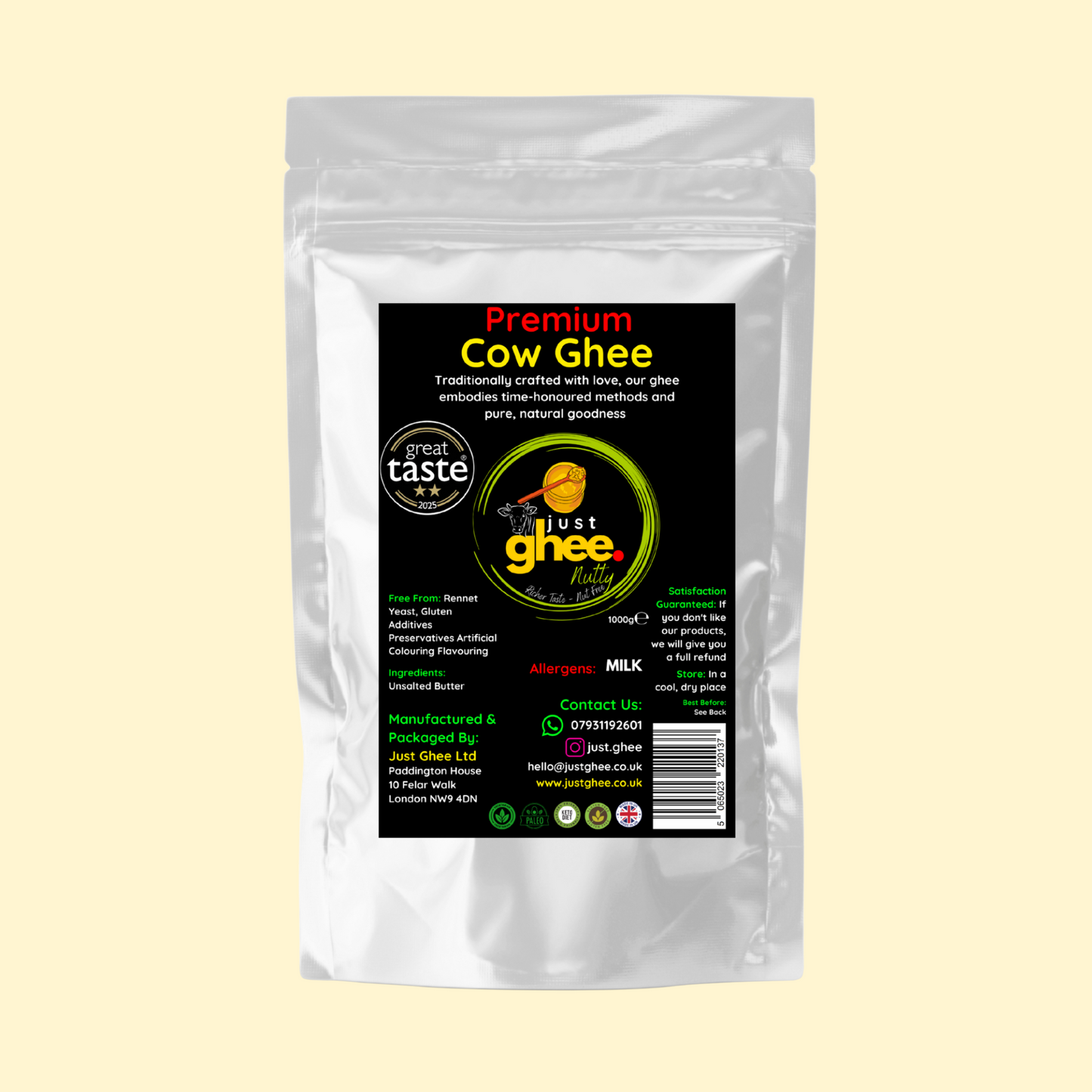 Just Ghee Nutty/Bengali Flavour Premium & Authentic Cow Ghee: A Rich and Inviting Taste of Tradition
