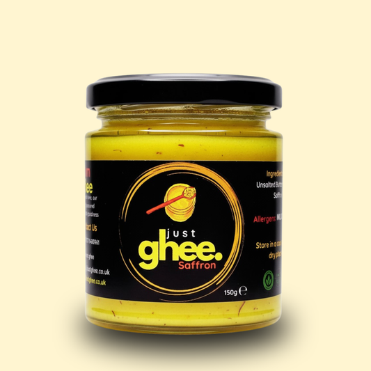 Experience the Premium Pure Cow Ghee with Luxurious Kashmiri Mongra Saffron – A True Taste of Tradition