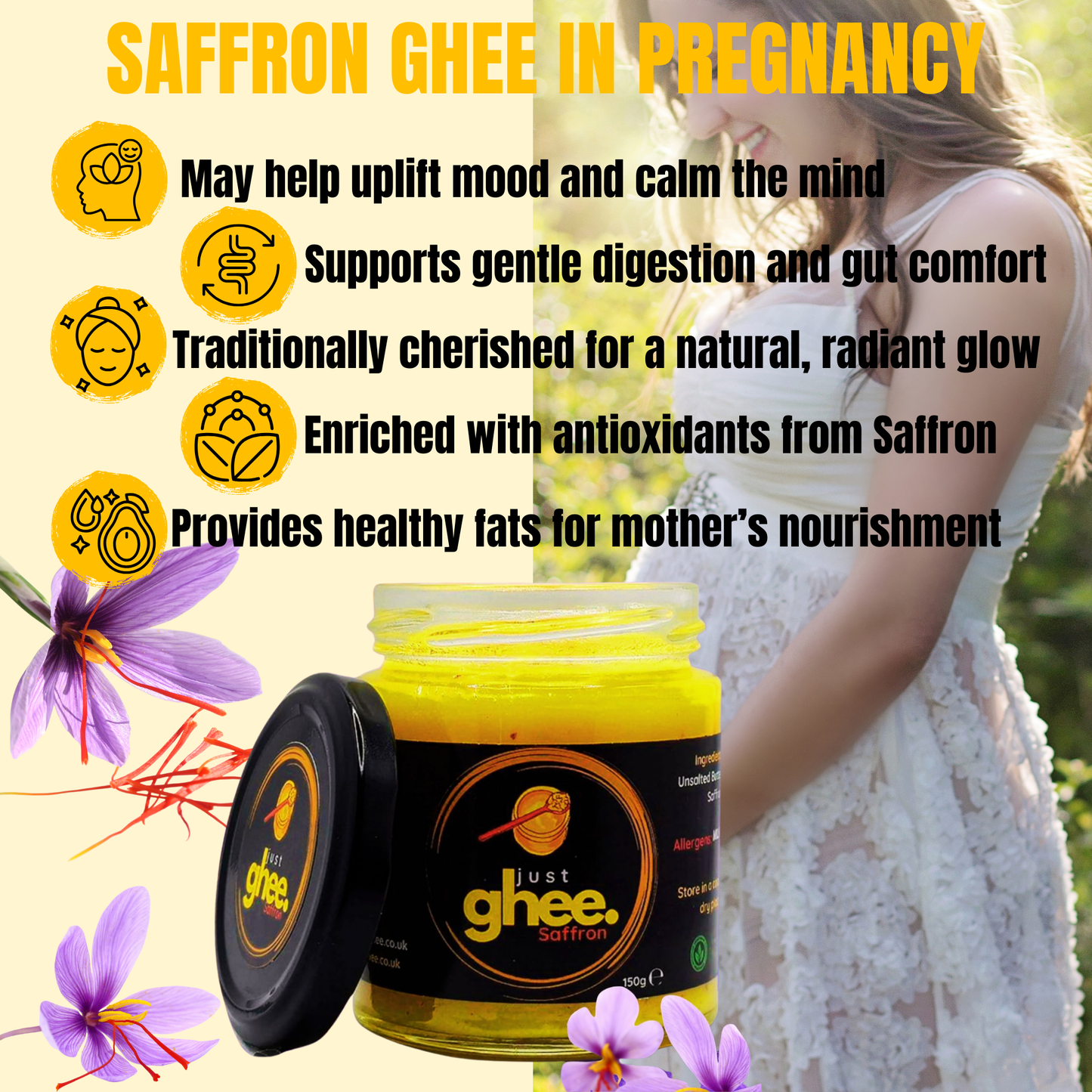 Experience the Premium Pure Cow Ghee with Luxurious Kashmiri Mongra Saffron – A True Taste of Tradition