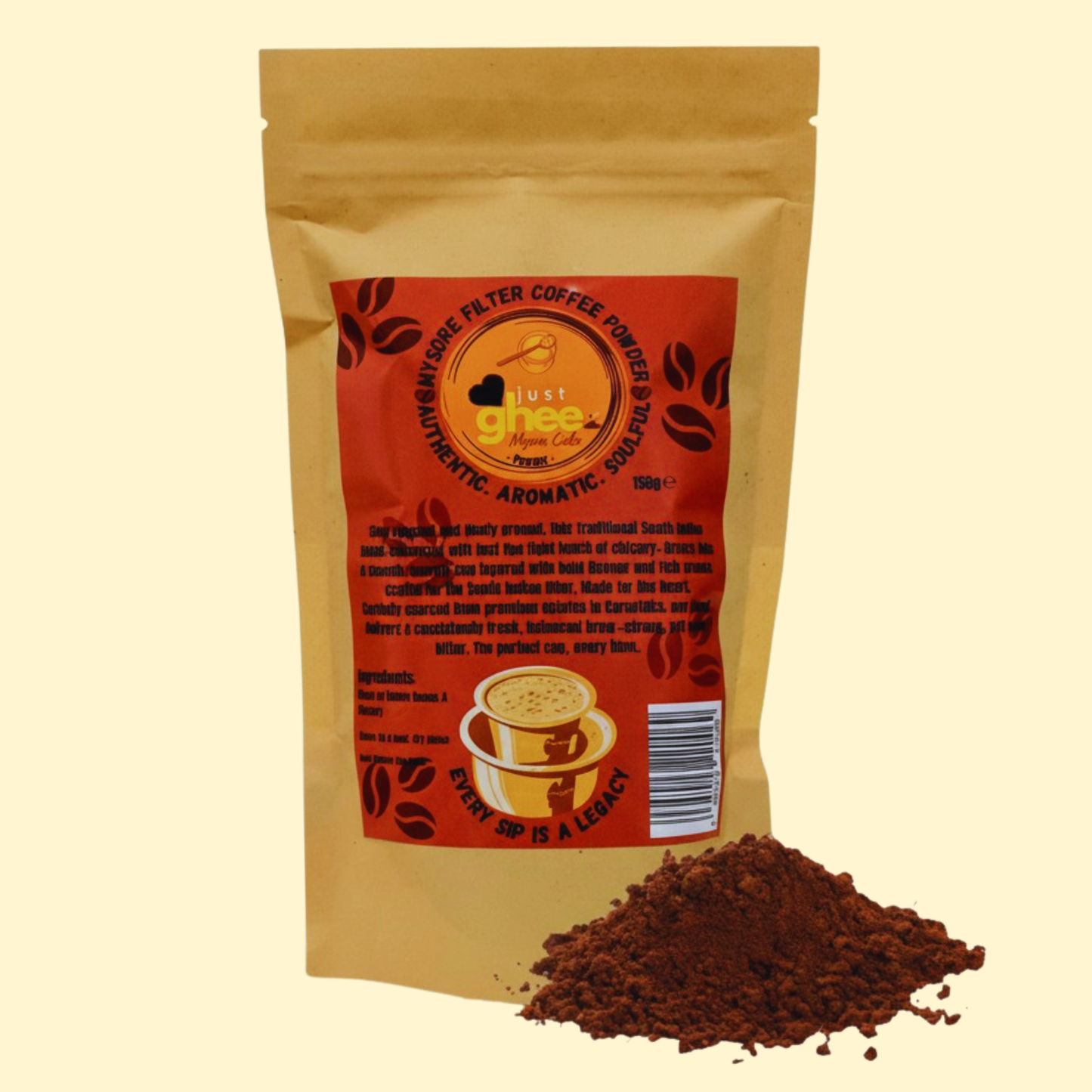 Just Ghee Mysore Filter Coffee – Ground & Beans: A Taste of Tradition and Wellness