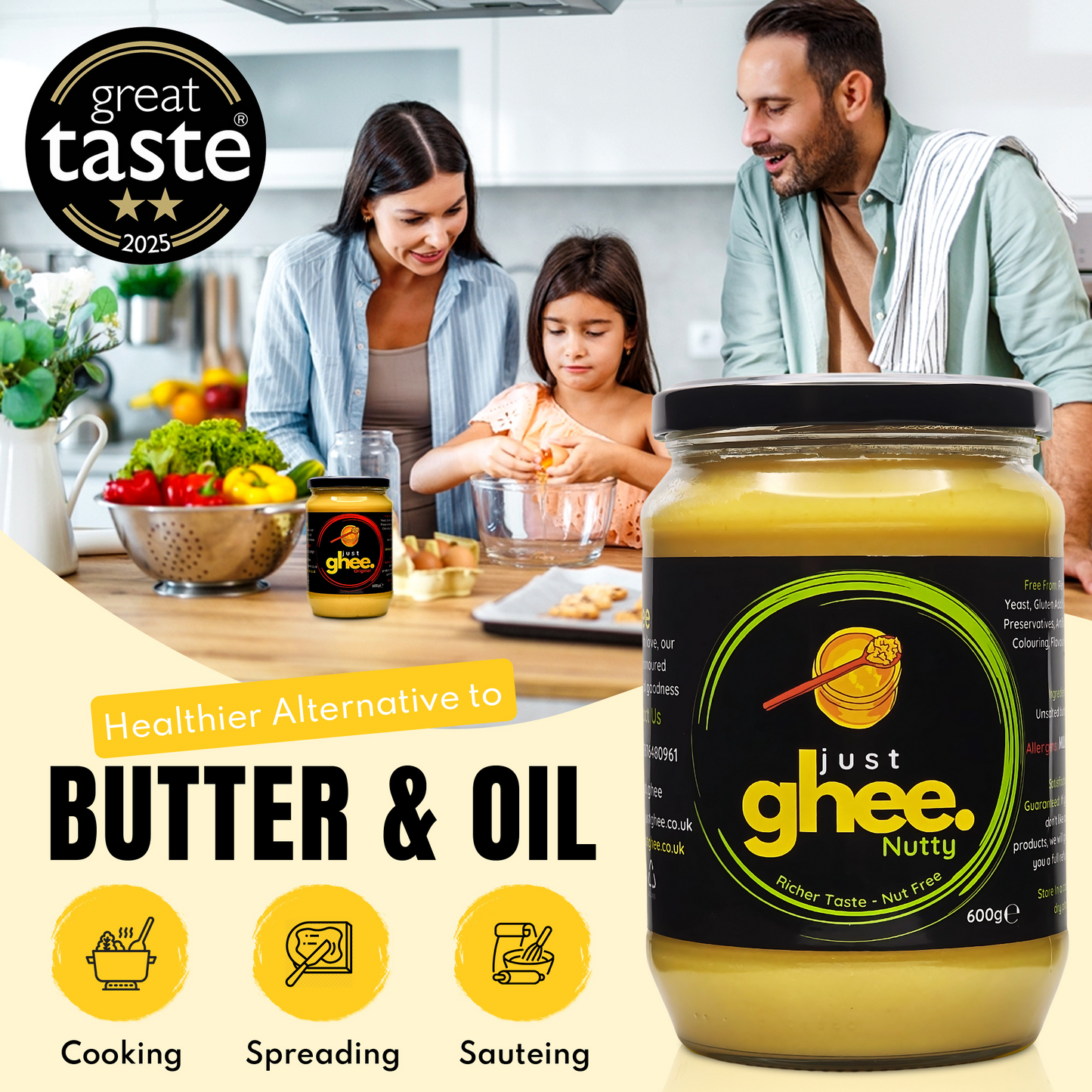 Just Ghee Nutty/Bengali Flavour Premium & Authentic Cow Ghee: A Rich and Inviting Taste of Tradition