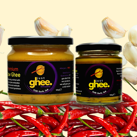 Just Ghee Chilli Garlic Flavour Premium & Authentic Cow Ghee – A Bold Twist on Tradition